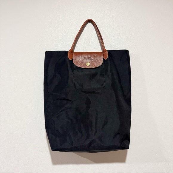 Vintage LONGCHAMP Black Le Pliage "Cabas" Modele Dispose Tote - Picture 1 of 6